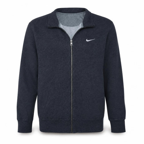 Nike Men's Grey Full Zip Sweatshirt L Cotton Blend Fleece Classic Fit