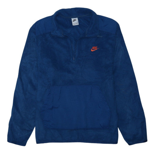 Nike Men's Blue Fleece Half Zip Pullover Sweatshirt L Logo Regular Fit