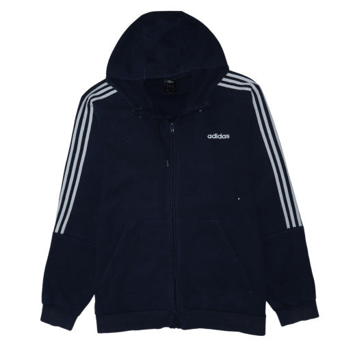 Adidas Men's Blue 2XL Full Zip Hoodie with Logo and Pockets