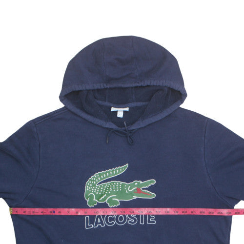 Lacoste Mens Blue 2XL Pullover Hoodie with Logo and Pockets
