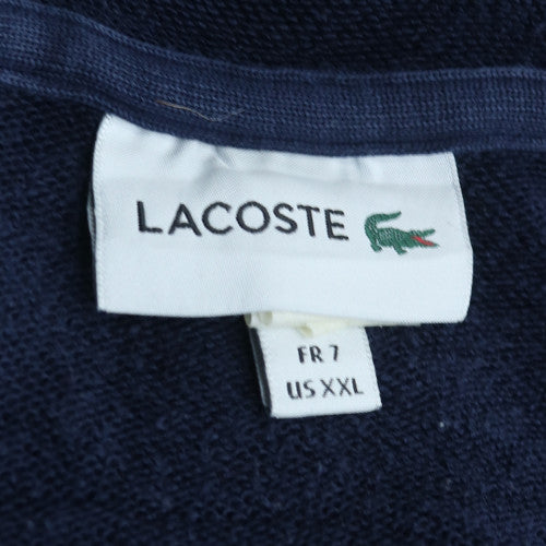 Lacoste Mens Blue 2XL Pullover Hoodie with Logo and Pockets