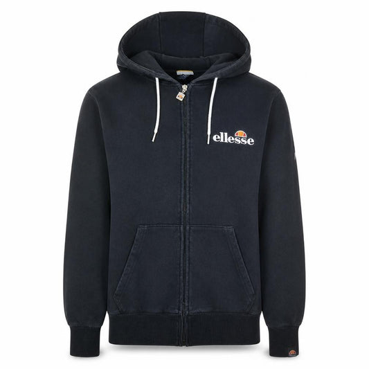 Front view of Ellesse Men’s Black Full Zip Hoodie, size S, Logo Sportswear