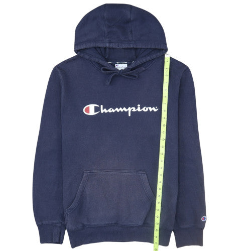 Champion Men's Blue Pullover Hoodie L Athletic Logo Fleece
