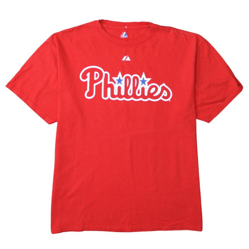 Majestic Men's Red Phillies XL Graphic Print Baseball T-Shirt