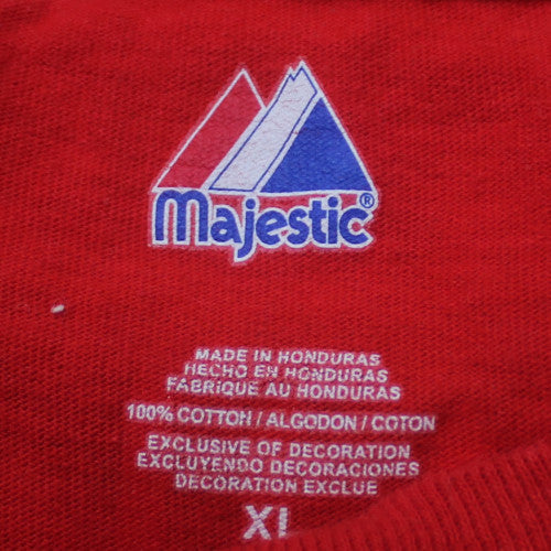 Majestic Men's Red Phillies XL Graphic Print Baseball T-Shirt