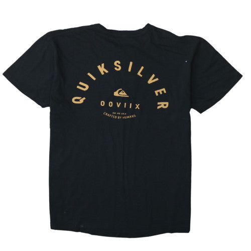 Quiksilver Men's Black Graphic Print Cotton T-Shirt XL Regular Fit