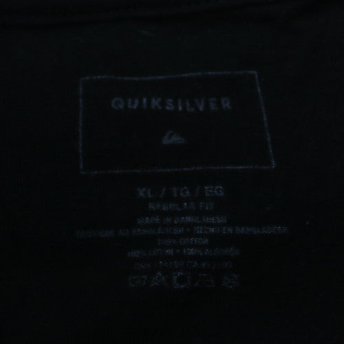 Quiksilver Men's Black Graphic Print Cotton T-Shirt XL Regular Fit