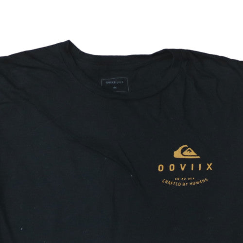 Quiksilver Men's Black Graphic Print Cotton T-Shirt XL Regular Fit