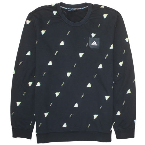 adidas Men's Black XL Crew Neck Graphic Print Sweatshirt