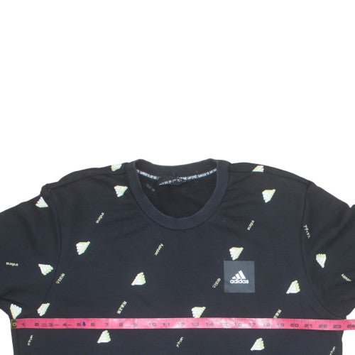 adidas Men's Black XL Crew Neck Graphic Print Sweatshirt