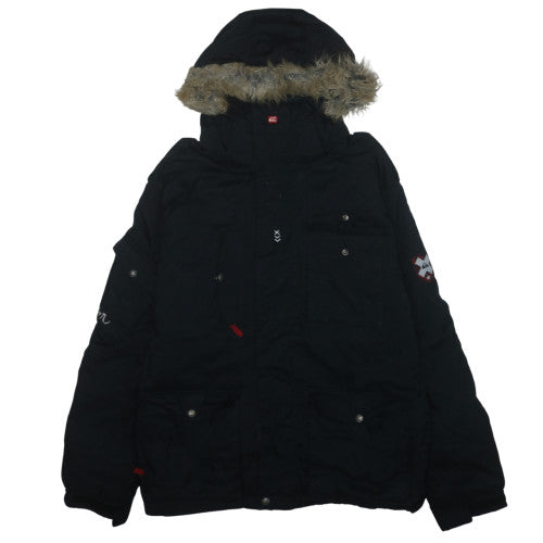 Quiksilver Men's Black Fur Hood Winter Parka Jacket Size M