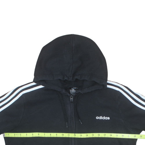 Adidas Men Black XL Full Zip Hoodie with Logo and Stripes