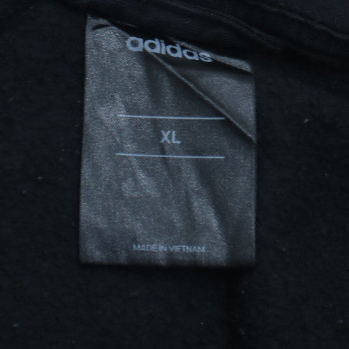Adidas Men Black XL Full Zip Hoodie with Logo and Stripes