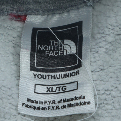 The North Face Boys Grey Pullover Hoodie XL Cotton Blend Logo Sweatshirt