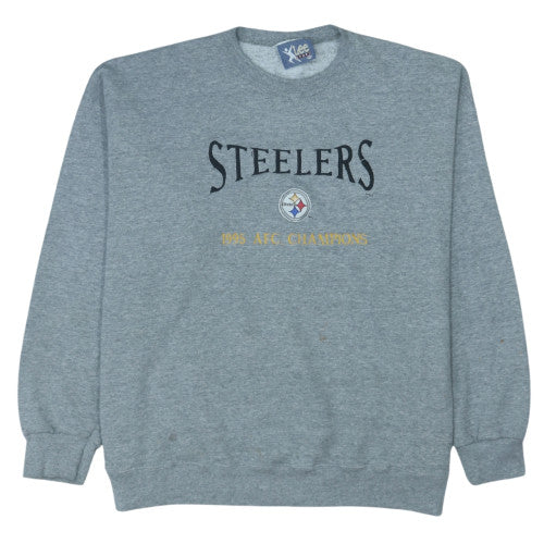 Lee Sport Men’s Grey 2XL Pullover Sweatshirt Embroidered Steelers 1995
