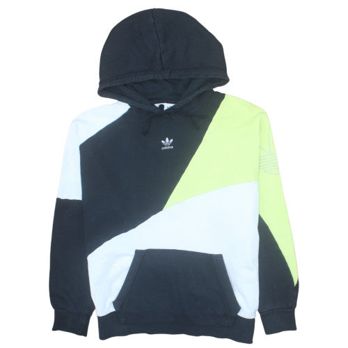 Adidas Womens Black Colourblock Hoodie Size 10 Cotton Pullover
