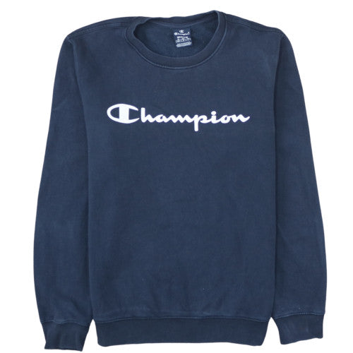 Champion Men's Blue Medium Pullover Crew Neck Logo Sweatshirt