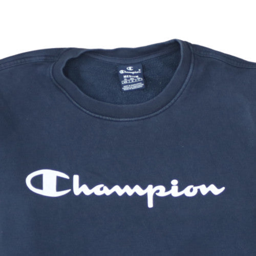 Champion Men's Blue Medium Pullover Crew Neck Logo Sweatshirt