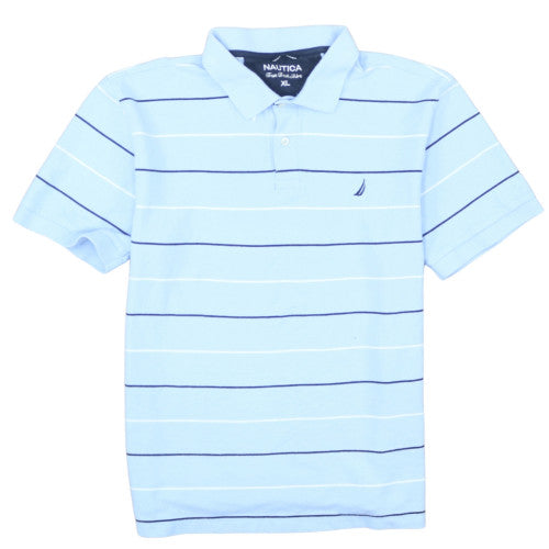 Nautica Men's Blue Striped Cotton Polo Shirt XL