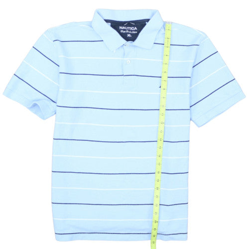 Nautica Men's Blue Striped Cotton Polo Shirt XL