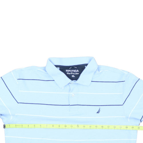 Nautica Men's Blue Striped Cotton Polo Shirt XL