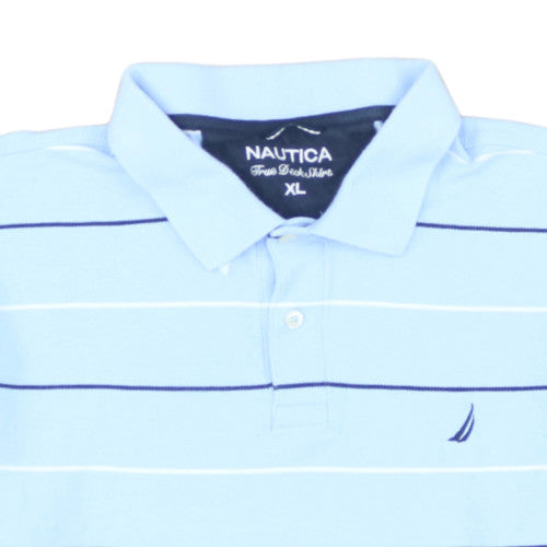 Nautica Men's Blue Striped Cotton Polo Shirt XL