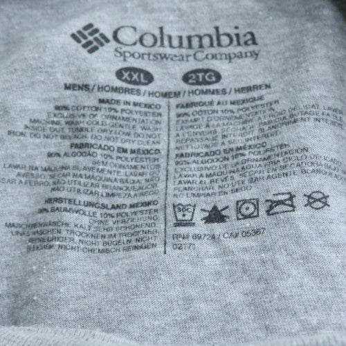 Columbia Mens Grey 2XL Patriotic USA Flag Short Sleeve T-Shirt