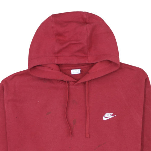 Nike Men Red Pullover Hoodie 2XL Regular Fit Fleece