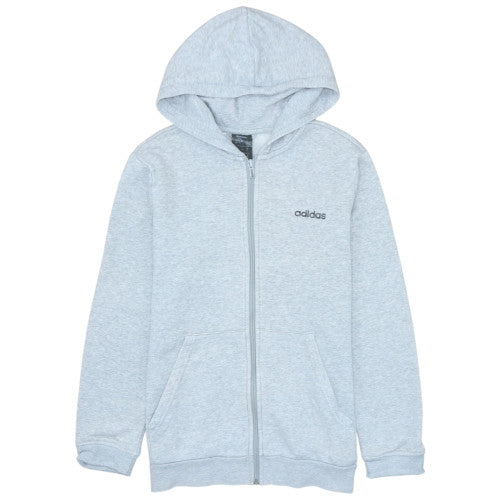 adidas Boys Grey Full Zip Hoodie 14-15 Years Cotton Blend Hooded Sweatshirt