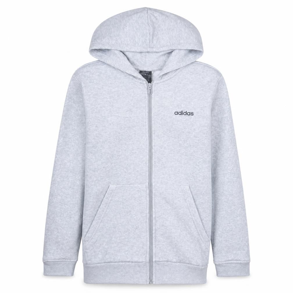 adidas Boys Grey Full Zip Hoodie 14-15 Years Cotton Blend Hooded Sweatshirt