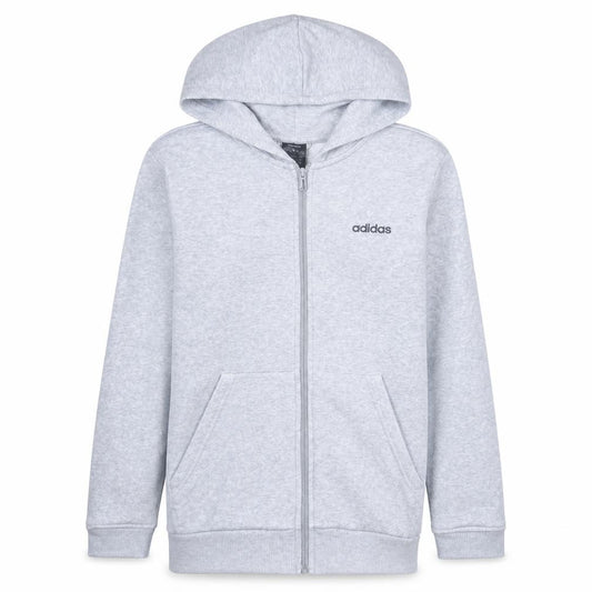 adidas Boys Grey Full Zip Hoodie 14-15 Years Cotton Blend Hooded Sweatshirt