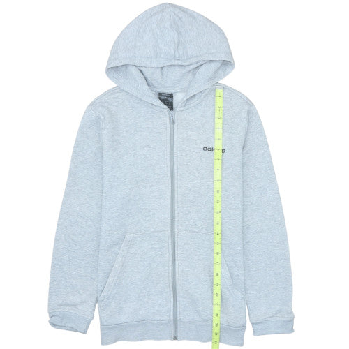 adidas Boys Grey Full Zip Hoodie 14-15 Years Cotton Blend Hooded Sweatshirt