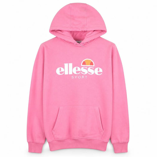 Front view of Ellesse Women Pink Pullover Hoodie Sweatshirt, size M, Cotton Blend