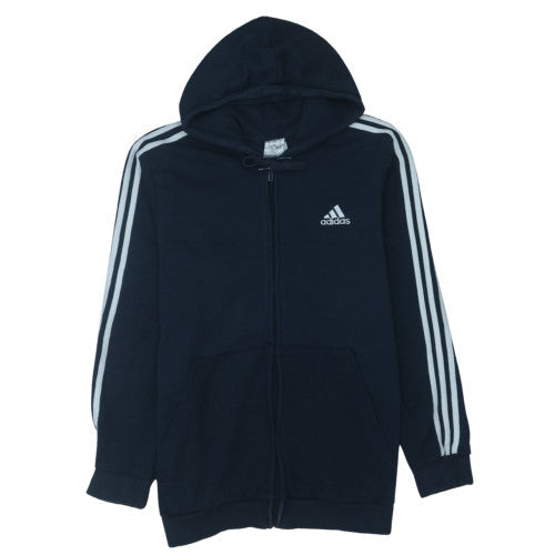 Adidas Men's Black XL Full Zip Hoodie with Logo and Pockets