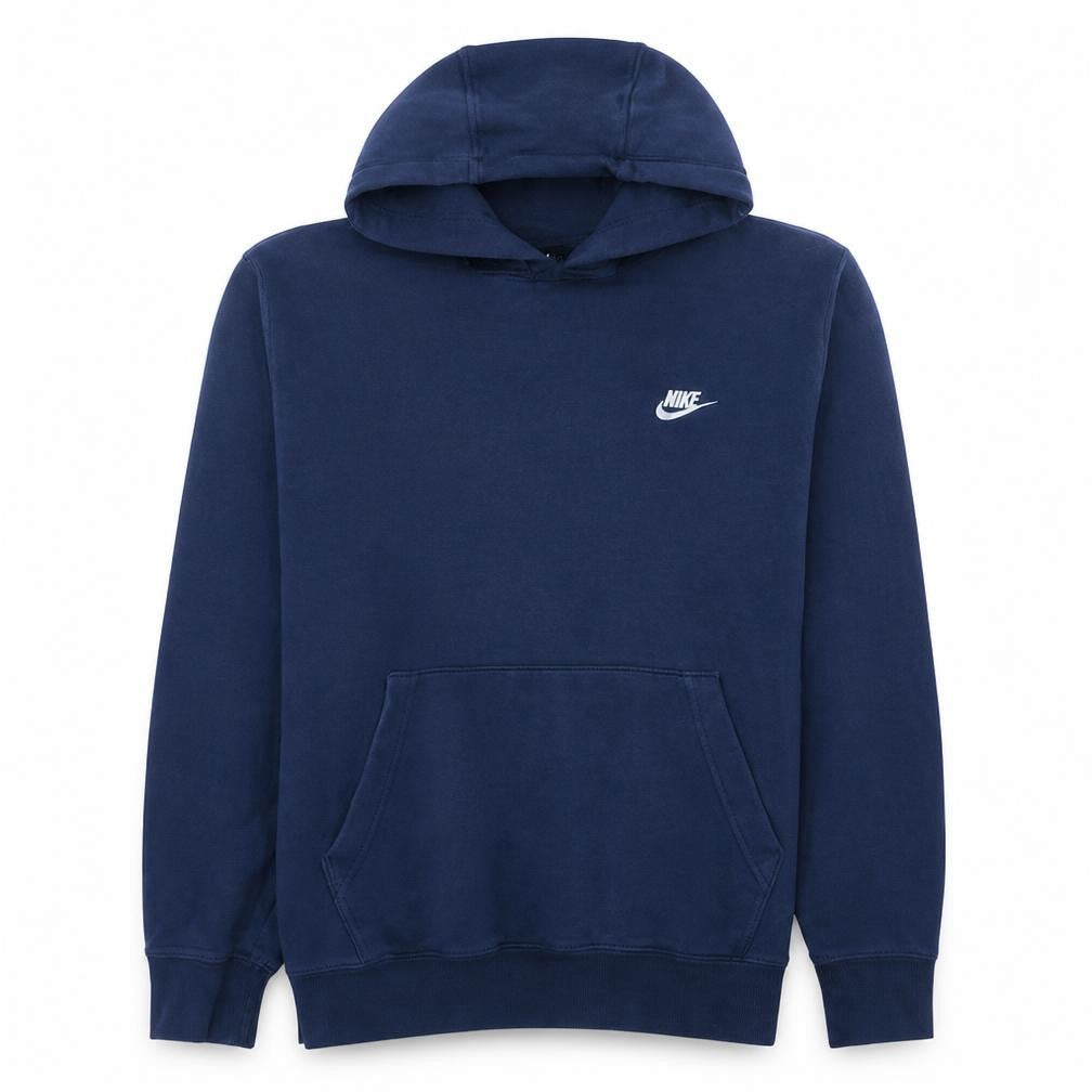 Front view of Nike Men's Blue Pullover Hoodie, size L, Regular Fleece