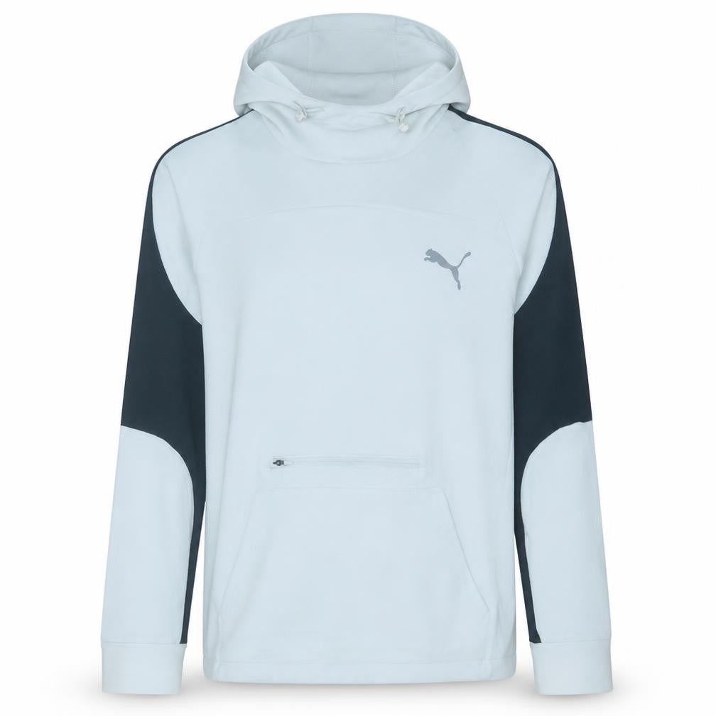 Front view of Puma Men's White Pullover Hoodie Large Sports Fleece