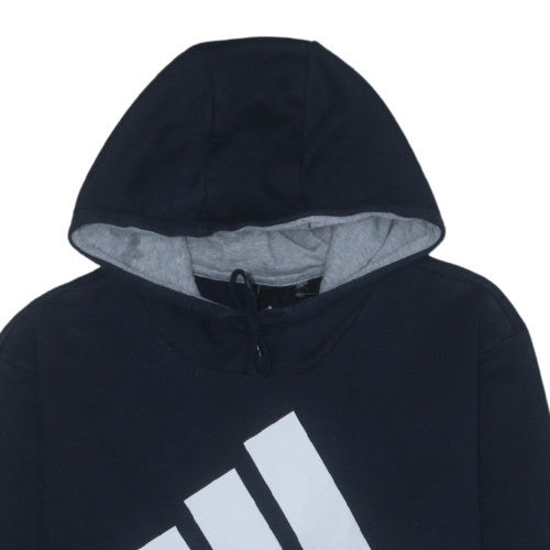 Adidas Mens Black 2XL Pullover Hoodie Fleece Logo Sweatshirt