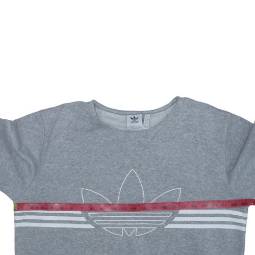 Adidas Women's Grey Crew Neck Pullover Sweatshirt L Logo Print