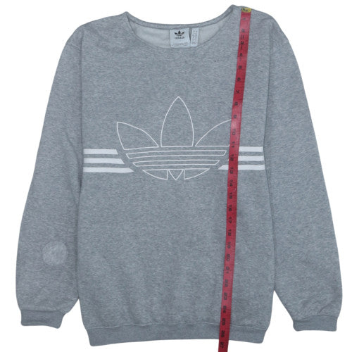 Adidas Women's Grey Crew Neck Pullover Sweatshirt L Logo Print