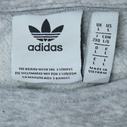 Adidas Women's Grey Crew Neck Pullover Sweatshirt L Logo Print