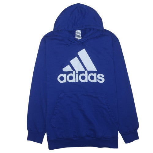 adidas Men's Blue 4XL Pullover Hoodie with Logo Graphic Print