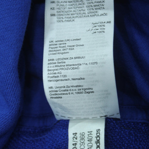 adidas Men's Blue 4XL Pullover Hoodie with Logo Graphic Print