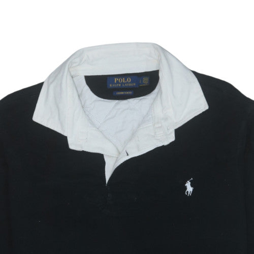 Ralph Lauren Men's Black Long Sleeve Polo Custom Slim Fit Size L