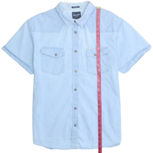 Wrangler Men's Blue Denim Short Sleeve Button-Up Shirt XL