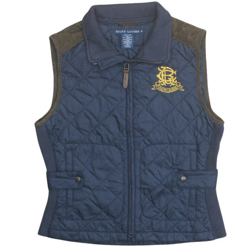 Ralph Lauren Women's Blue Quilted Waistcoat M Classic Preppy Style