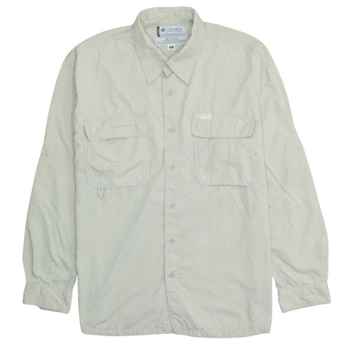 Columbia Men's Beige Long Sleeve Button-Up Outdoor Shirt L