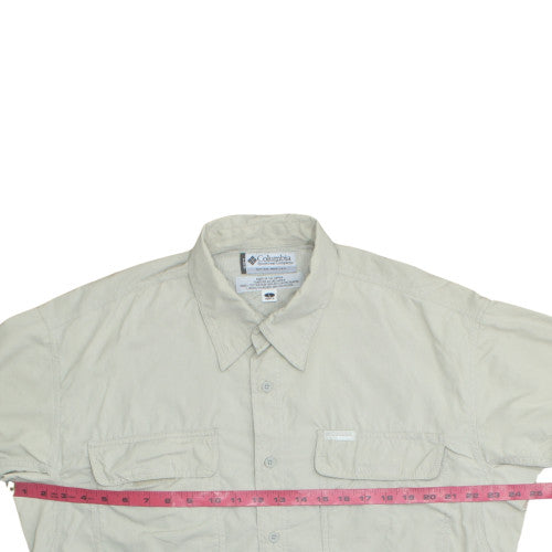 Columbia Men's Beige Long Sleeve Button-Up Outdoor Shirt L