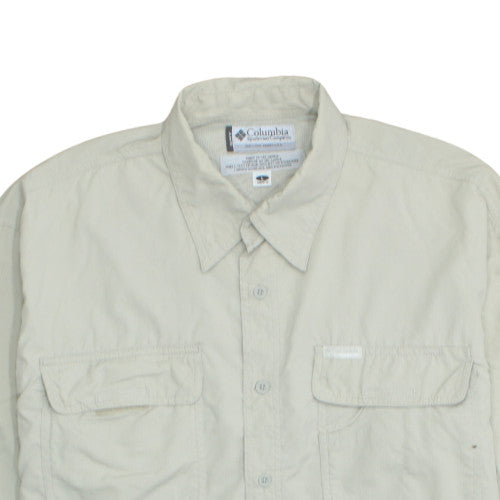 Columbia Men's Beige Long Sleeve Button-Up Outdoor Shirt L