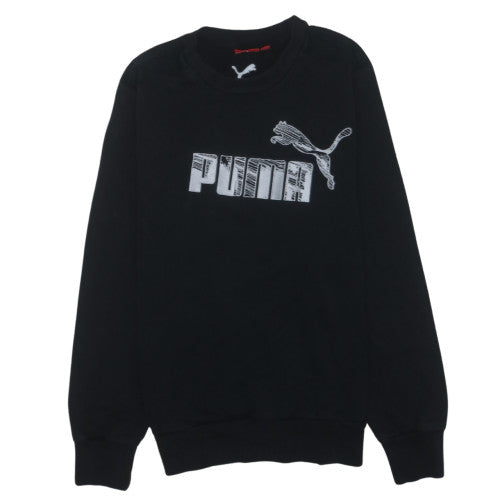 Puma Mens Black L Sweatshirt Crew Neck Graphic Logo Pullover