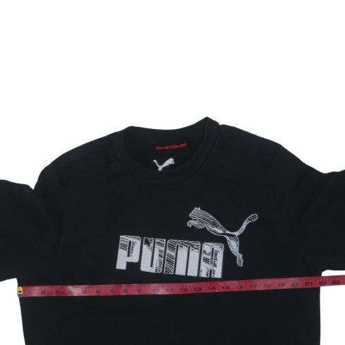 Puma Mens Black L Sweatshirt Crew Neck Graphic Logo Pullover